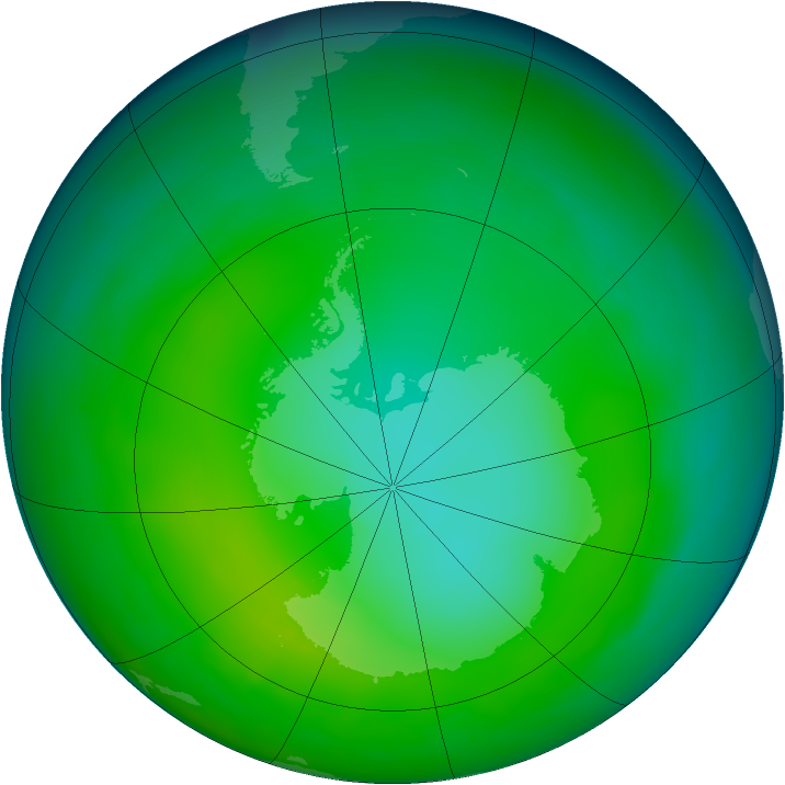 Antarctic ozone map for June 2010